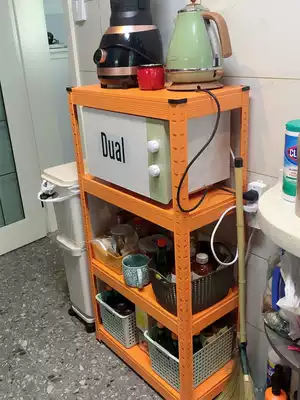 Light luxury orange kitchen shelf floor-standing Net red ins Wind microwave oven shelf pot holder discharge electronic pot
