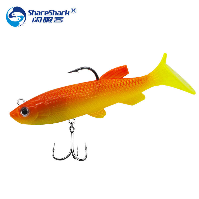Sea bass killer T-tail fish multi-color optional package lead fish soft fish 14g 8 cm Lua bait perch designed to kill soft bait