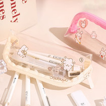 Original small crowdtransparent pen bag Girls large capacity Ins brief small fresh stationery containing stationery bag lead pencil case