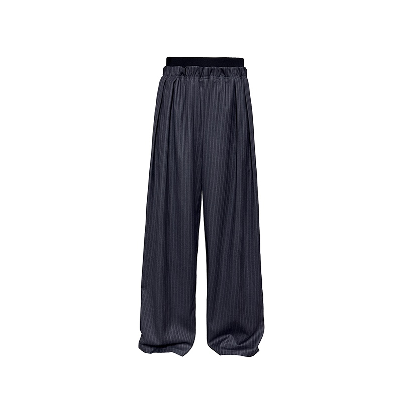 Jcaesar Pants Ribbed Waist Patchwork Striped Pleated Trousers, Striped Wrinkle-Resistant, Slightly Loose Fit Jcaesar Pants Ribbed Waist Patchwork Striped Pleated Trousers, Striped Wrinkle-Resistant, Slightly Loose Fit