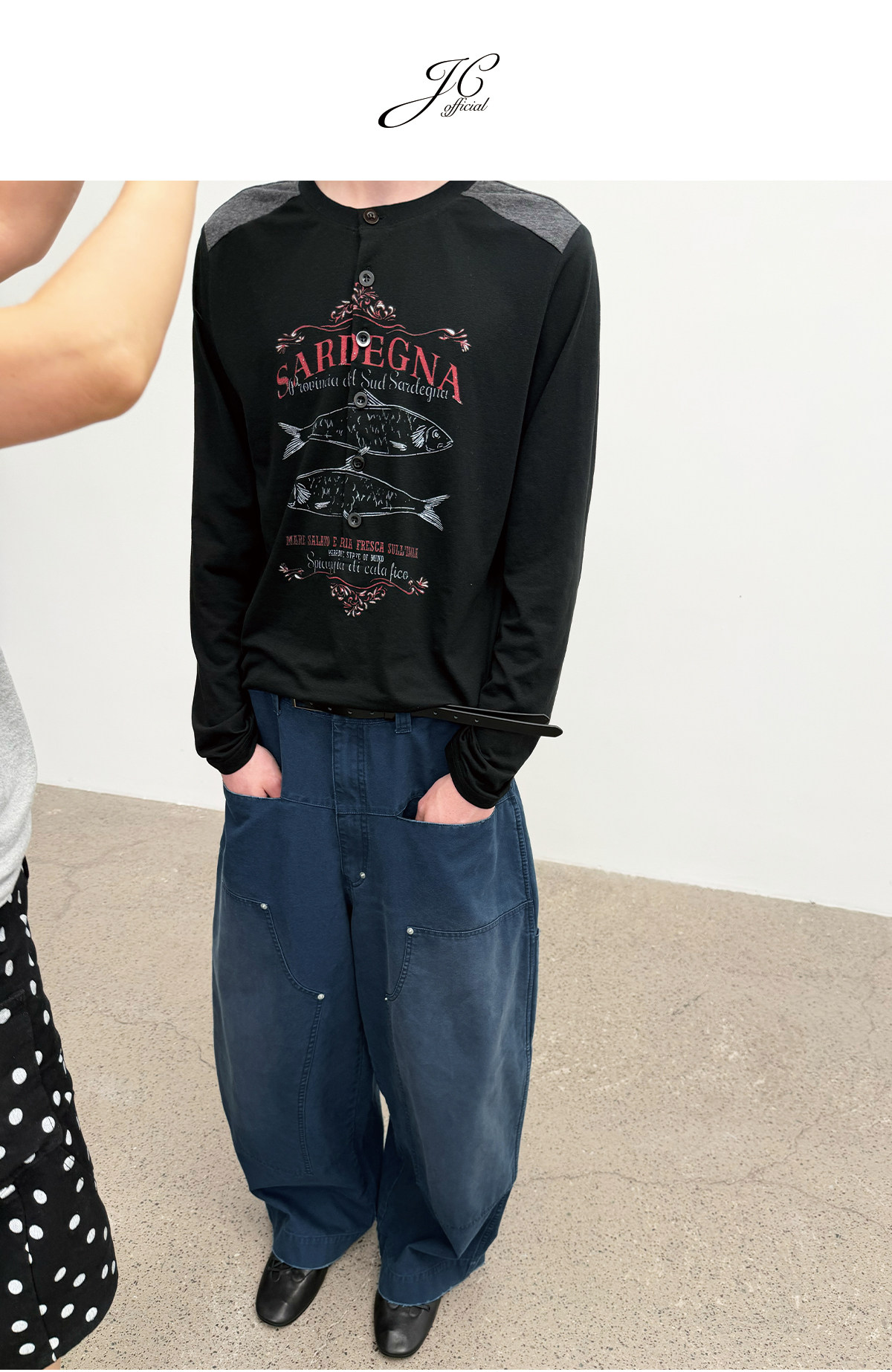 JCAESAR Blue Washed Distressed Logger Pants