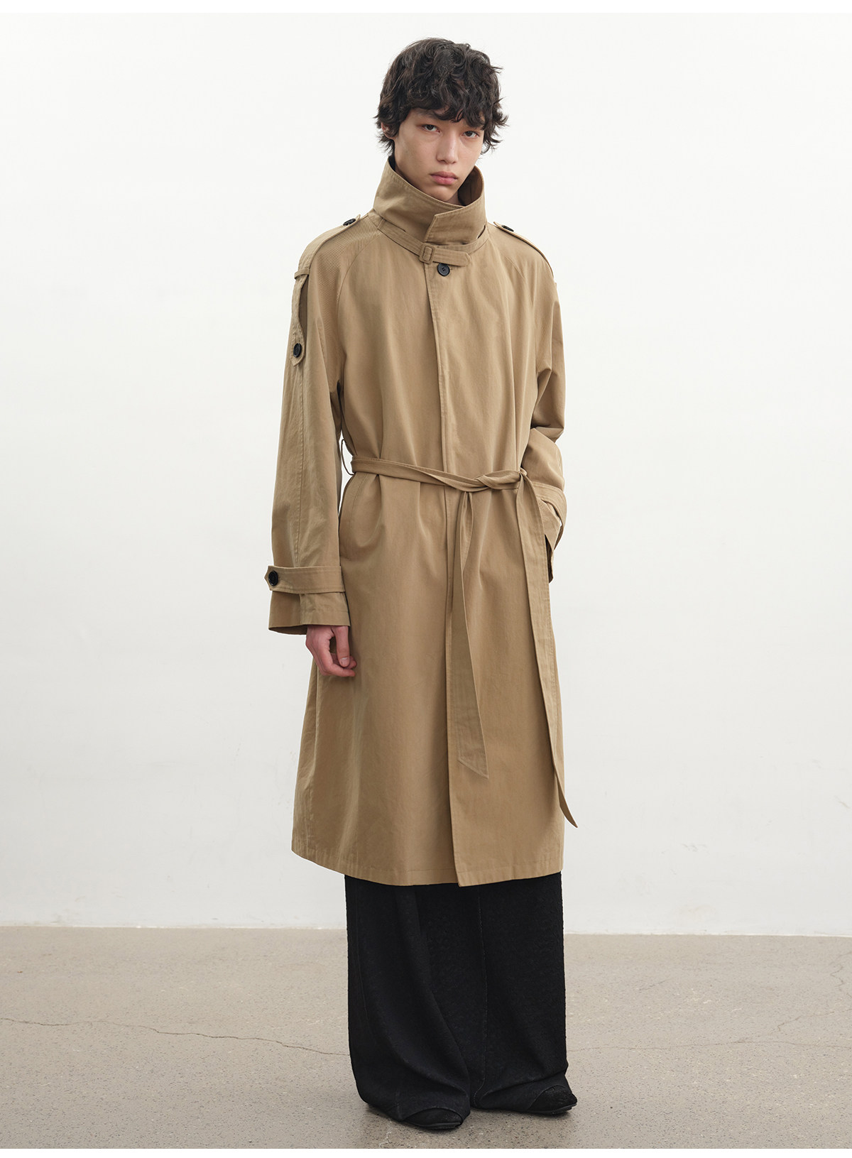 JCAESAR Khaki Belted Trench Coat
