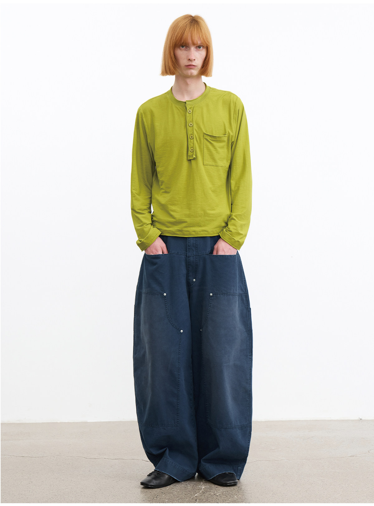 JCAESAR Blue Washed Distressed Logger Pants