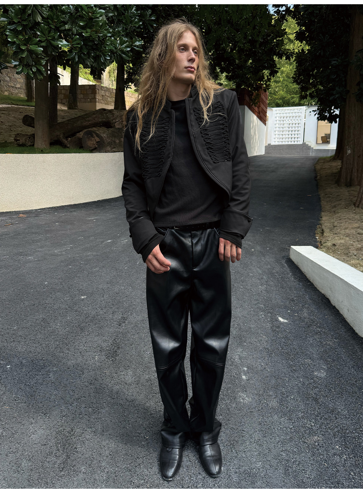 JCAESAR Eco-Friendly Leather Straight-Leg Pants