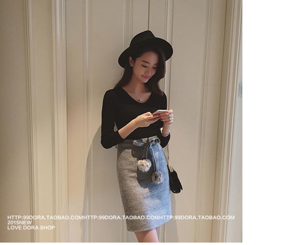 Mùa thu đông mới áo len ngắn cổ tròn bó sát với áo len nữ cổ lọ màu thấp cổ thấp áo len đôi