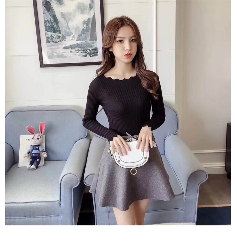 Áo sơ mi dài tay nữ mùa thu 2017 mới mùa đông Hàn Quốc áo len cổ áo từ áo thun áo len đáy áo áo len nữ