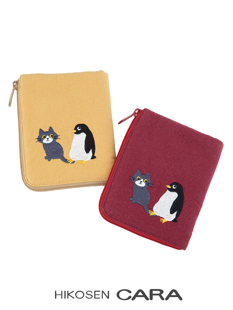 HIKOSEN CARA kara cat penguin with cat and cat key bag Canvas Woman Mini Card Bag Coin Bag Zero Wallet-Taobao