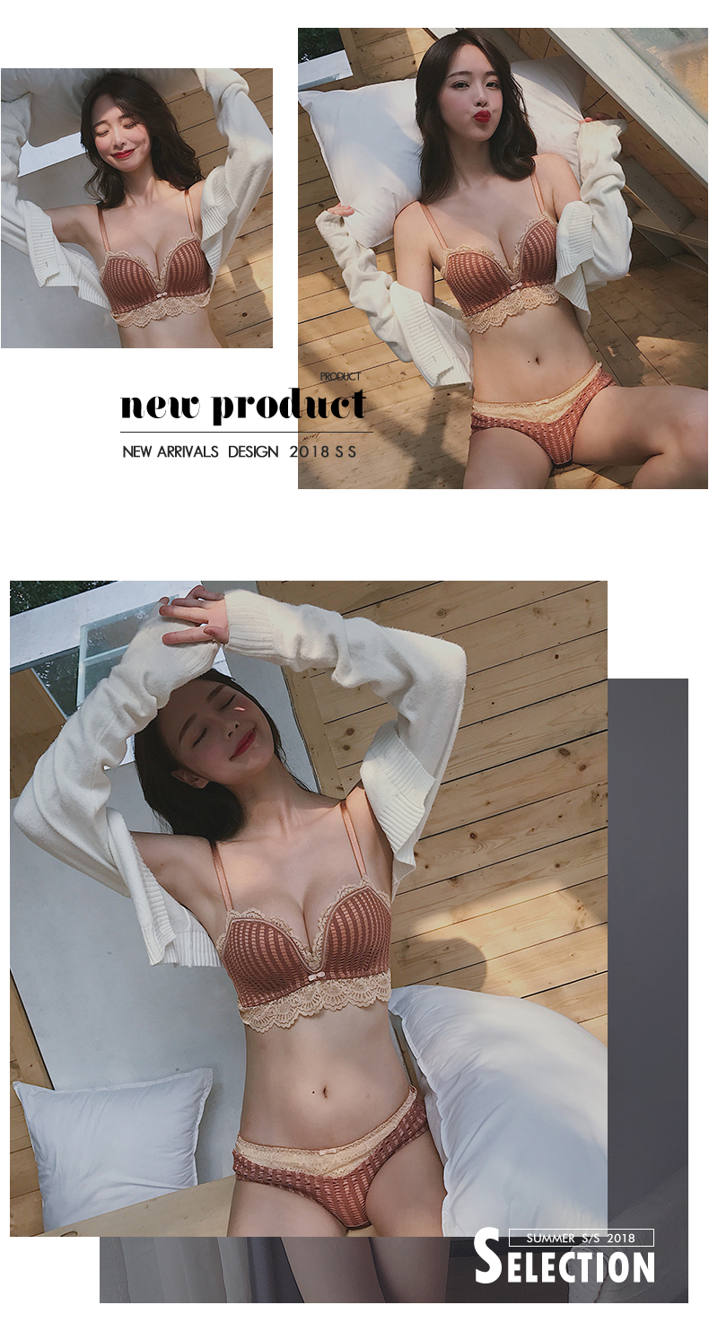 Queens Shadow Mùa thu và mùa đông mới ren gợi cảm ngực nhỏ dày cô gái đồ lót tập hợp không có bộ vòng thép áo ngực cho bé bú