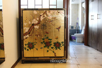 New Chinese gold foil hand-painted furniture porch cabinet Plum Blossom shoe cabinet four door shoe cabinet Hall Cabinet partition cabinet NL91