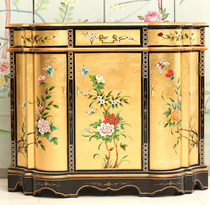 Gold foil furniture hand-painted furniture Ming and Qing furniture Chinese furniture classical furniture porch cabinet locker sideboard