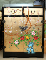 Gold foil furniture hand-painted furniture painted furniture classical furniture Chinese furniture two-door Cabinet lockers shoe cabinet