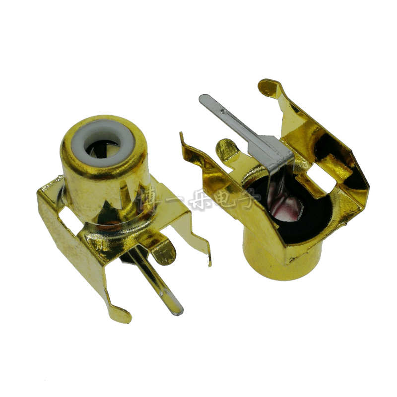 AV lotus socket RCA female gold-plated single-hole co-core welding audio socket sub-video interface white