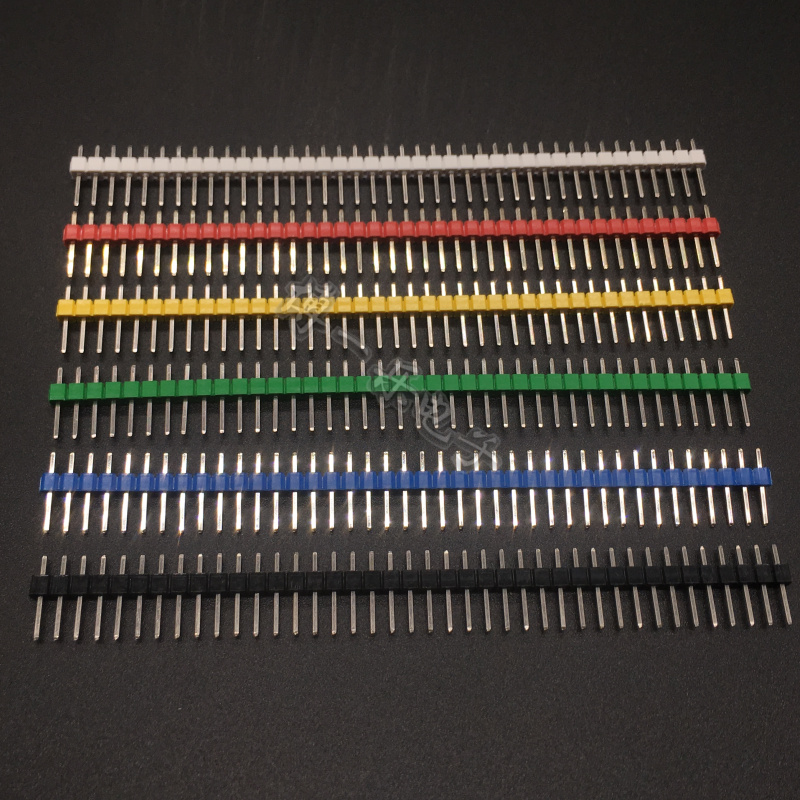 Pitch 2 54MM row pin 1*40P single row straight pin yellow green blue red and white color