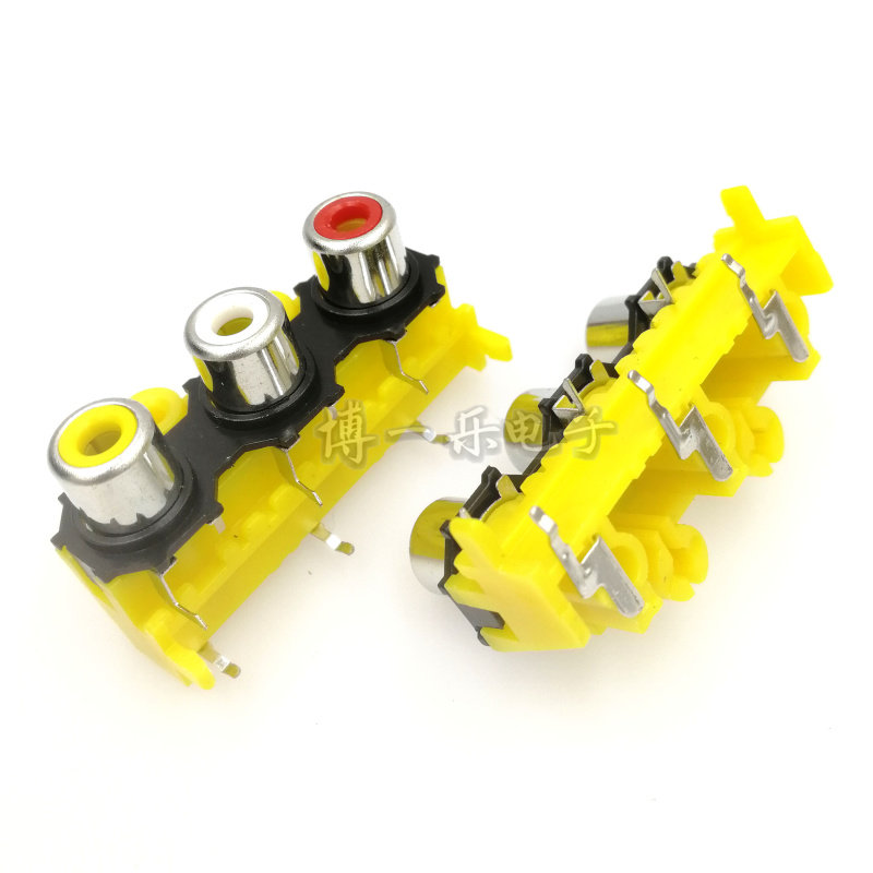 AV co-core RCA socket three AV3 lotus socket audio signal interface with fixing hole with ear