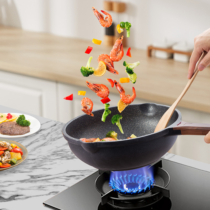 Chef's medical stone unstained frying pan domestic frying pan Home frying pan gas stove gas gas stove suitable for flat bottom pan universal