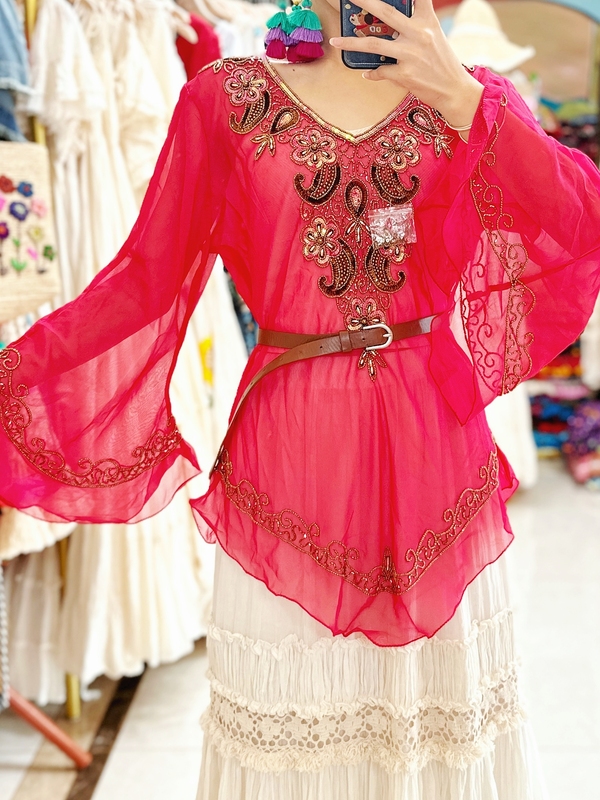Xia Salong! Sri Lanka, Morocco, India, Egypt, Nepal, Arabia, Pure Handmade Beaded Saree Tops