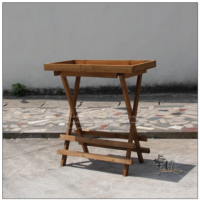 Đất nước retro rắn gấp bàn lưu trữ giá hoài cổ nhà ban công trang trí lớn kệ hoa khay hoa - Bàn mẫu bàn học đẹp bằng gỗ