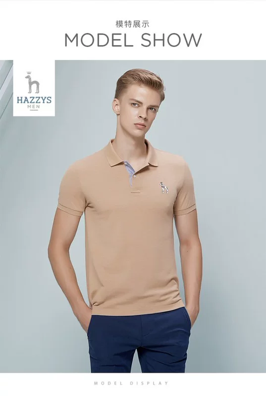 Haggis hazzys áo thun nam chính thức mùa hè tay ngắn nam xu hướng mỏng Áo thun cotton giản dị áo polo áo có cổ