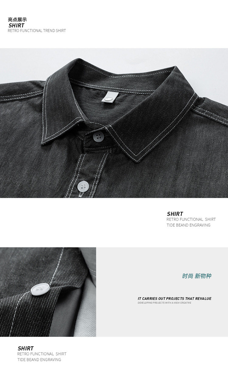 Джинсовая рубашка nasa联名牛仔衬衫夏季男款潮牌短袖衬衣青少年宽松休闲工装薄外套 OTHER