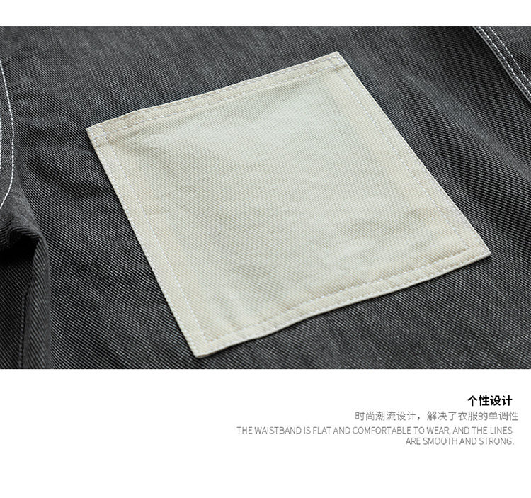 Джинсовая рубашка nasa联名牛仔衬衫夏季男款潮牌短袖衬衣青少年宽松休闲工装薄外套 OTHER