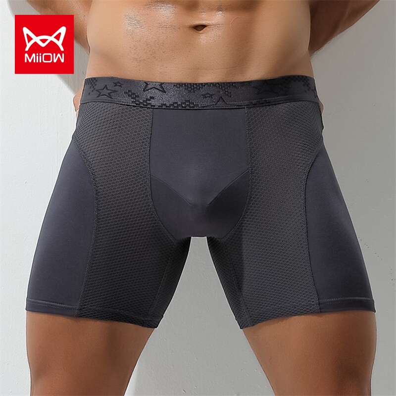 Cat man lengthened sportpants men's flat corner pants Modale anti-wear leg running large size four-corner shorts head