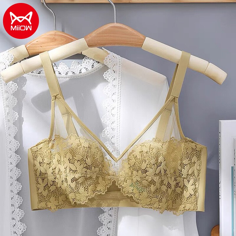 Cat people summer thin breathable underwear women's big breasts, small and thin, sweet girls, rabbit ears cups gathered on the support