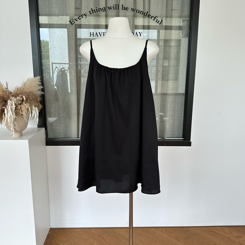 Yangzifa Black Dress Women's Summer Backless Dress Suspender Dress Satin Texture A-Line Little Black Dress Yangzifa Black Dress Women's Summer Backless Dress Suspender Dress Satin Texture A-Line Little Black Dress