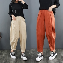 Japans high-end foreign trade export tail single womens spring and autumn cotton casual pants thin literary art wide legs Harlan long pants