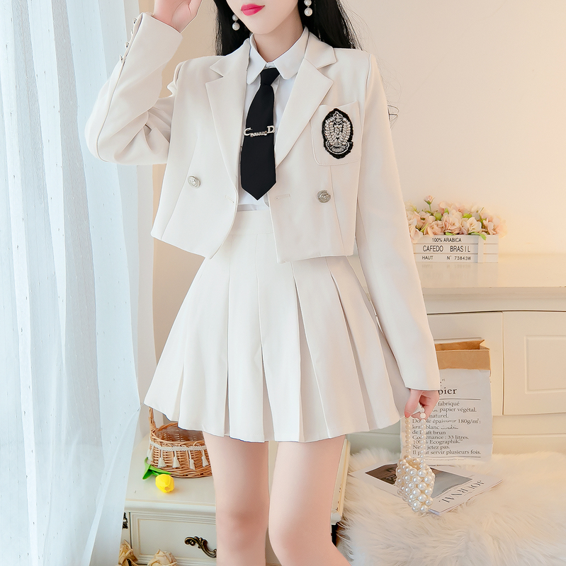 British College Style Suit for Women 2026 Spring New Style Jk Uniform Suit Short Jacket Pleated Skirt Age-Reducing Two-Piece Set