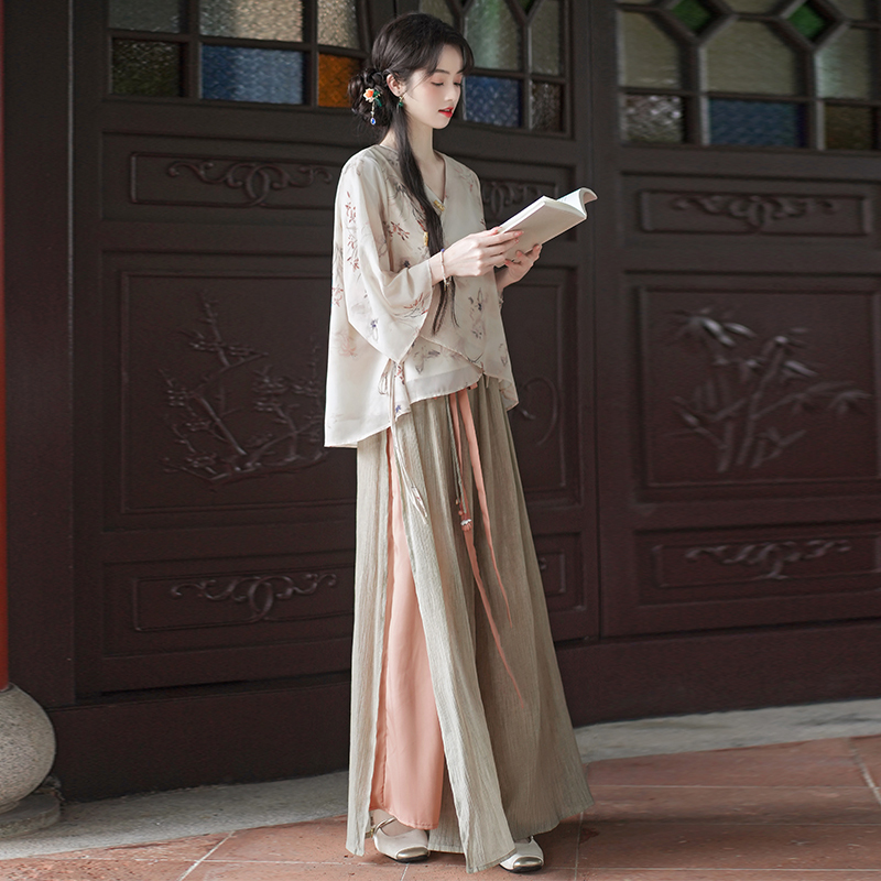 Hanfu That Can Be Worn to Work, New Chinese-Style National Fashion Suit for Women, 2026 New Summer Improved Song Pants Two-Piece Set
