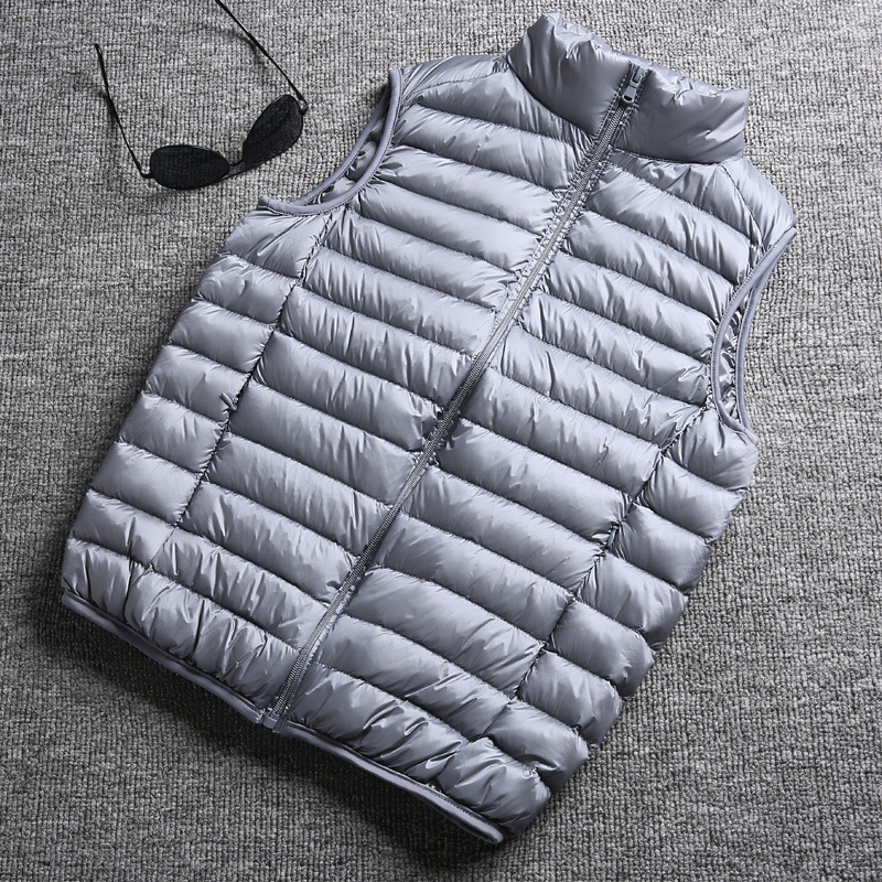 Winter down Vest, Lightweight down Jacket, Thin Inner Layer Coat, Large Size Outerwear, Men's Warm Casual Stand Collar