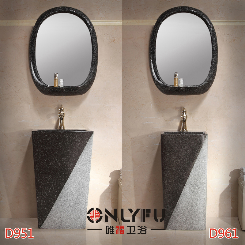 New product Personality black one-piece column basin Fashion powder room washbasin Courtyard Floor-to-ceiling washbasin Hotel