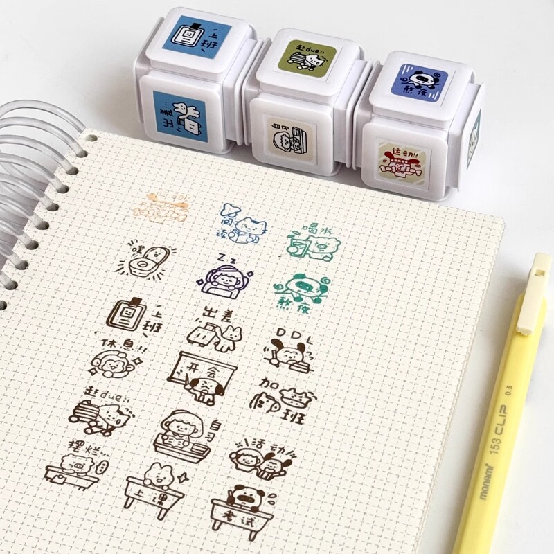 Six-Sided Light-Sensitive Stamps for College Students' Daily Life as Working Students, High-Value Ins-Style Journal DIY Decoration Materials Six-Sided Light-Sensitive Stamps for College Students' Daily Life as Working Students, High-Value Ins-Style Journal DIY Decoration Materials