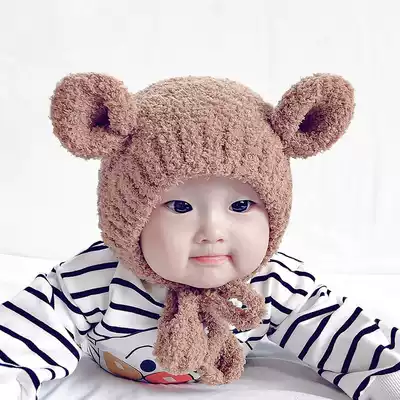 Baby hat Autumn and winter infant knitted hat male and female children 3-6 months baby 9 children 5 ear protection wool hat 4
