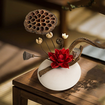 Natural dry flower air-dried real flower lotus lotus flower lotus flower lotus flower with light extravagant and high-end dining room Xuanguan high-end furnishing