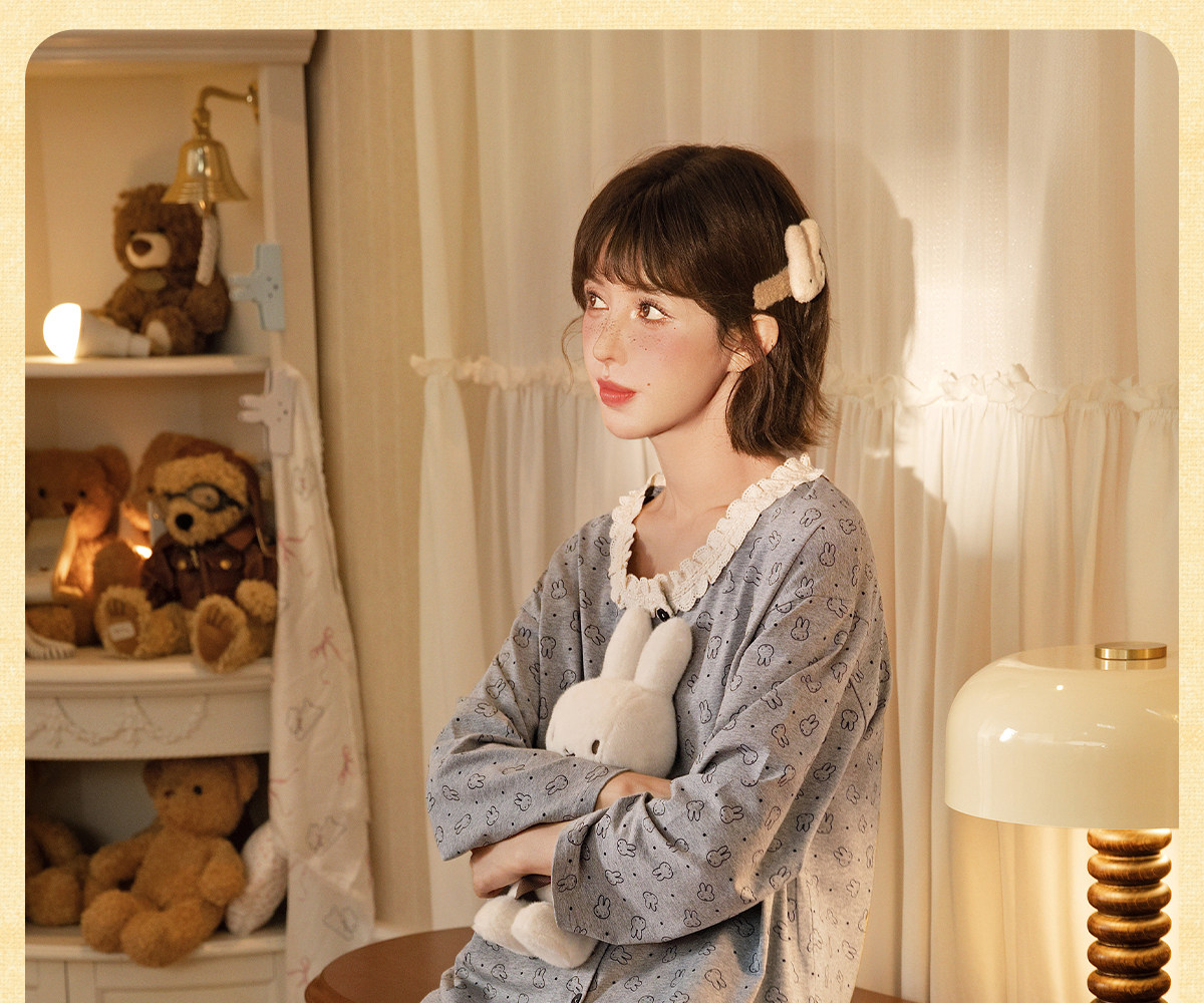  Мягкая демисезонная пижама, хлопковый милый лонгслив, кардиган 