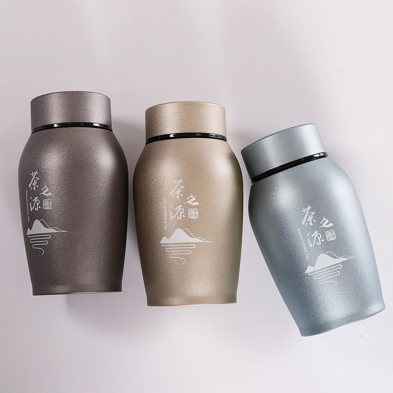 Tea cans Household kitchen storage cans 304 stainless steel large tea can Pu'er tea leaf barrel Metal sealed tea box