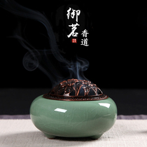 Longquan imperial tea celadon incense stove ceramic incense burner Buddha handmade antique thread sandalwood incense home incense burner