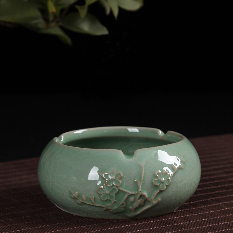 Royal Tea Green Porcelain Home Office Hotel Ceramics Cigarettes Ashtray Big personality Fashion creative retro windproof Smoke cylinders