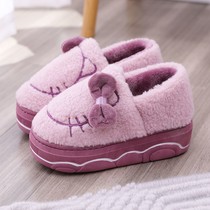 Cat cat light and luxurious shoes cotton slippers with thick bottom high heel home cotton laces heel warm and cute kitty drag