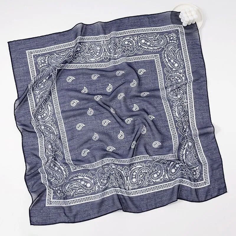 Cotton and Linen Large Square Scarf, Retro Hip-Hop Trendy Cashew Flower Scarf, Versatile, Unisex, Multi-Functional Hip-Hop Waist Tie