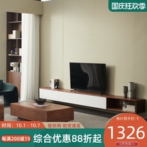 Nordic hanging TV cabinet wall-mounted multi-function cabinet large and small apartment living room baking paint TV cabinet light luxury narrow model