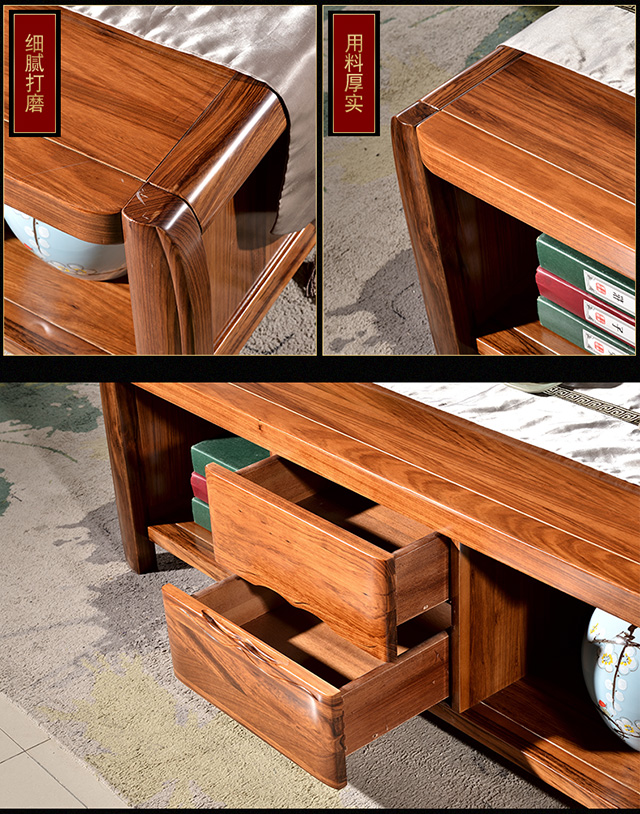 Wujinmu gỗ rắn bàn cà phê hình chữ nhật bàn cà phê gỗ rắn đồ gỗ Wujin nhà máy sofa trực tiếp - Bàn trà mẫu bàn uống nước gỗ đẹp
