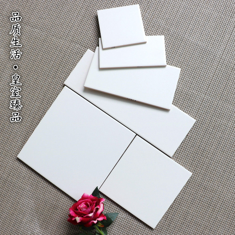 Small white brick 150*150 kitchen dressing room wall brick small square piece glazed brick subway pure white matte bread tile