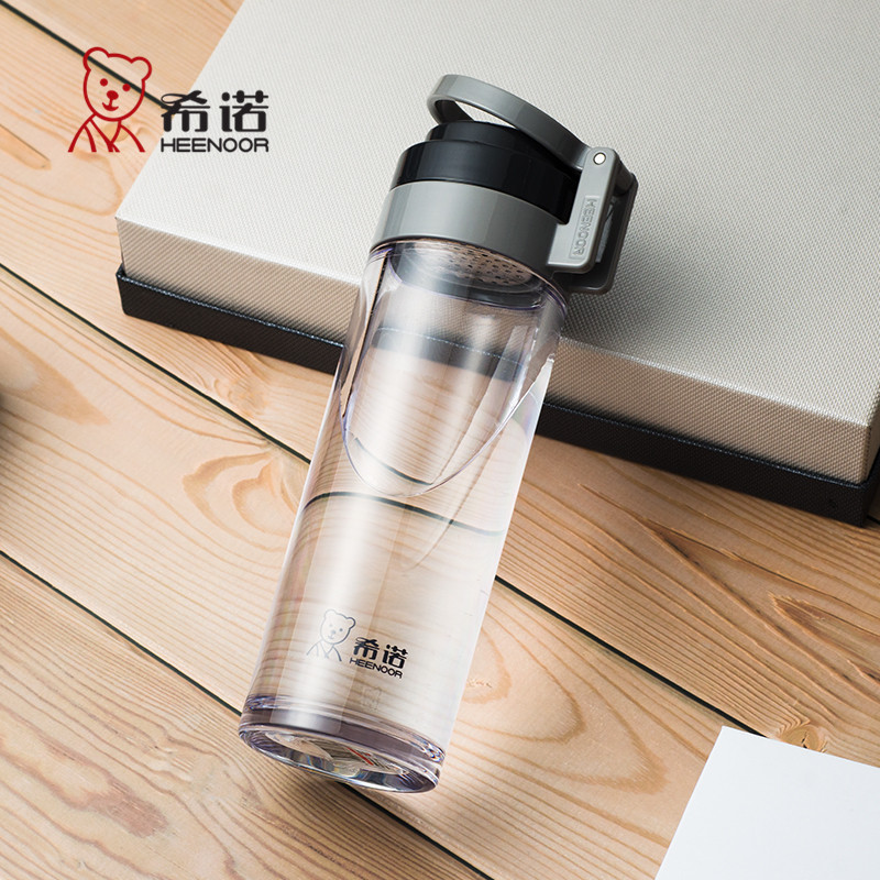 Xinuo plastic water cup Portable summer tea cup Outdoor transparent accompanying cup Student sports fitness drop-proof cup