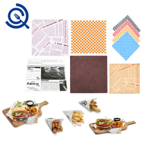  Cool Qi creative tableware net red imported greaseproof paper snack fries pad paper red plaid Brown English newspaper
