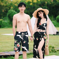 Mới cặp đôi đồ bơi bikini ba mảnh nhỏ chia váy tươi mùa xuân nóng hè đi biển quần bơi nam - Vài đồ bơi 	đồ đôi đi biển màu xanh