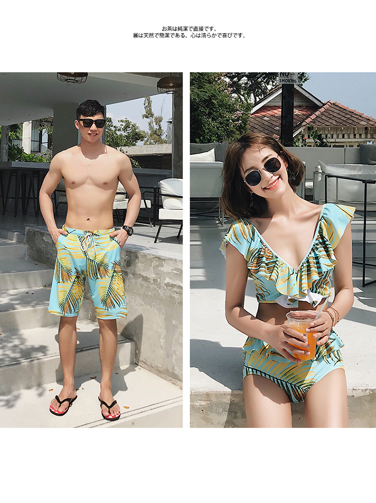 Bộ đồ bơi đôi 2019 bikini mới chia ba mảnh che mặt nhỏ tươi mát mùa xuân hè phù hợp với cặp đôi - Vài đồ bơi 	đồ đi biển đôi hà nội