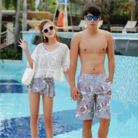 Bộ đồ bơi đôi bikini của phụ nữ bikini ba mảnh đặt ngực nhỏ váy chống nắng áo mùa xuân bãi biển phù hợp với cặp đôi 	đồ đôi đi biển màu trắng	
