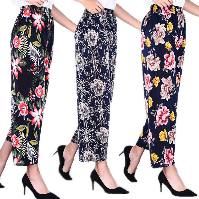 Aged Loose Casual Home Pants Tightness in Gats Summer Ice Pants Tightness and Fat Mom Pants Square Sports